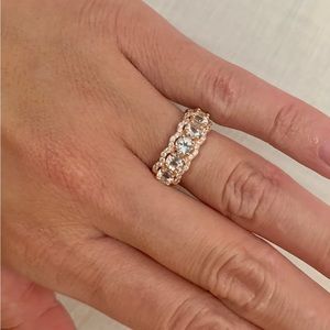 2.3ctw Genuine Aquamarine & White Sapphire Ring